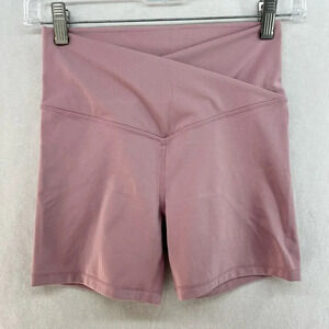 H&M Sports Shorts Womens Sz XS Pink High Waist Shorts Wrap Over Training Hottie